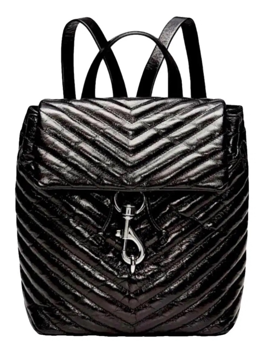 Rebecca Minkoff Edie Flap Backpack Black Quilted Leather Excellent